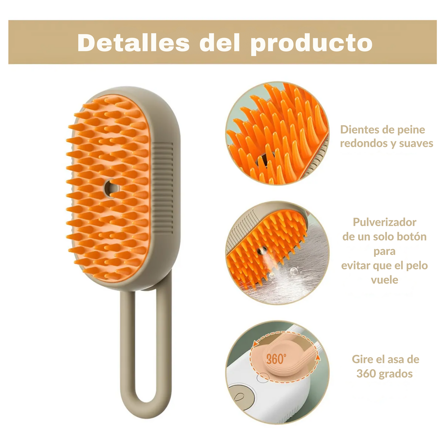 Cepillo Eléctrico a Vapor Para Mascotas